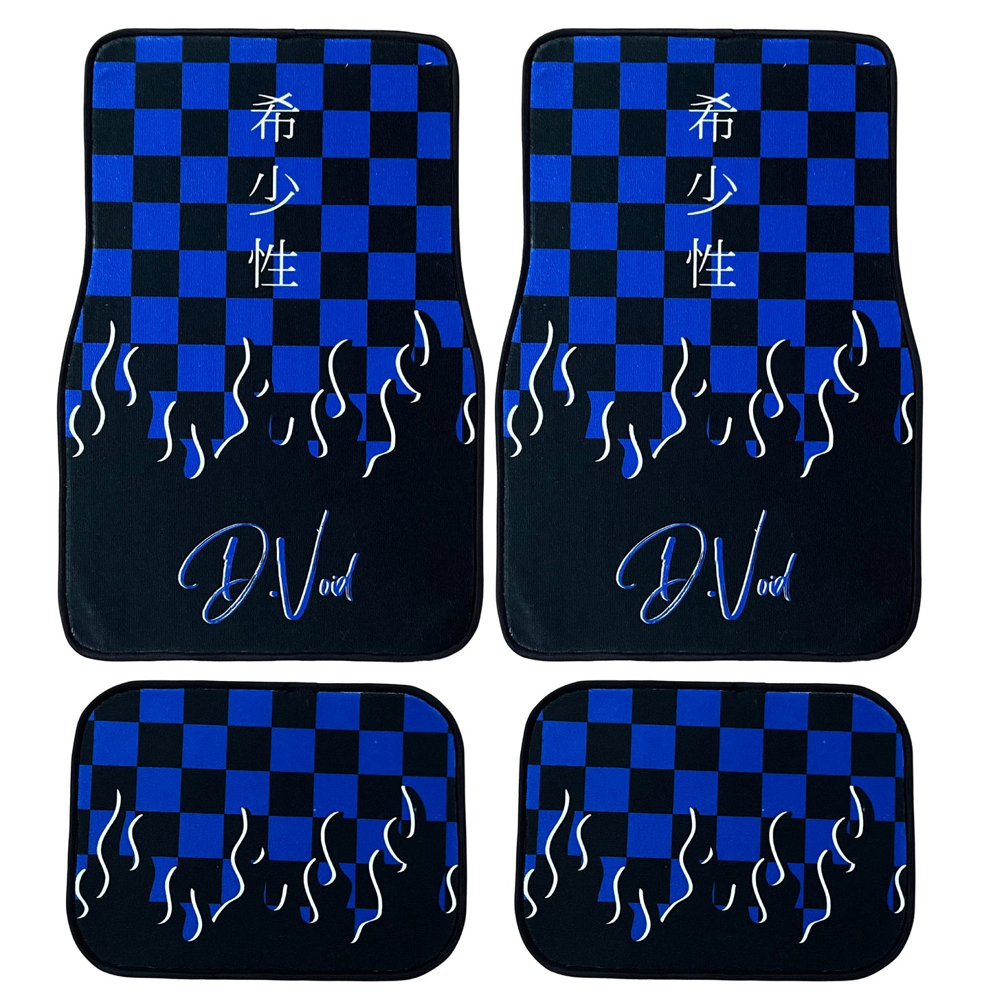 Blue JDM checkered car mats