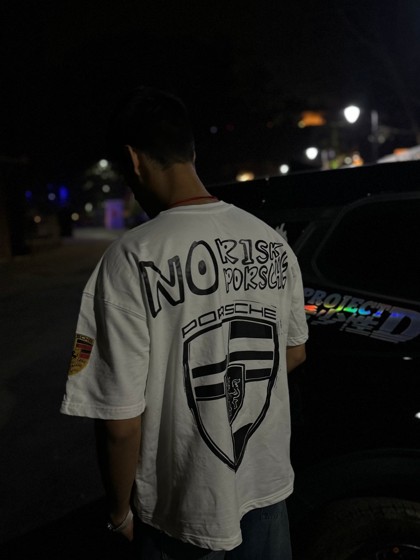 No risk no Porsche oversized unisex tee