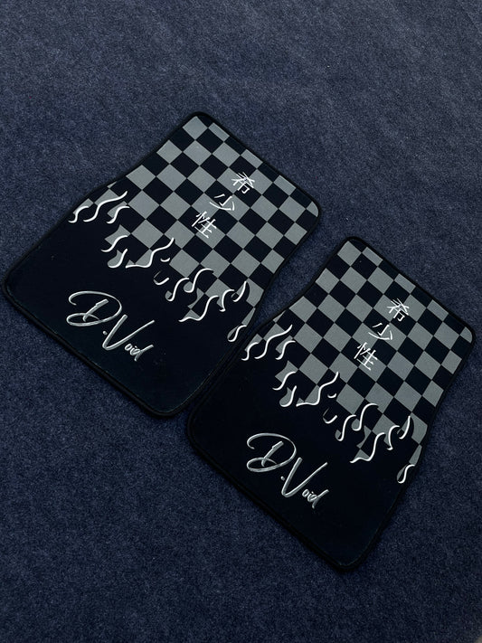 Grey JDM checkered car mats