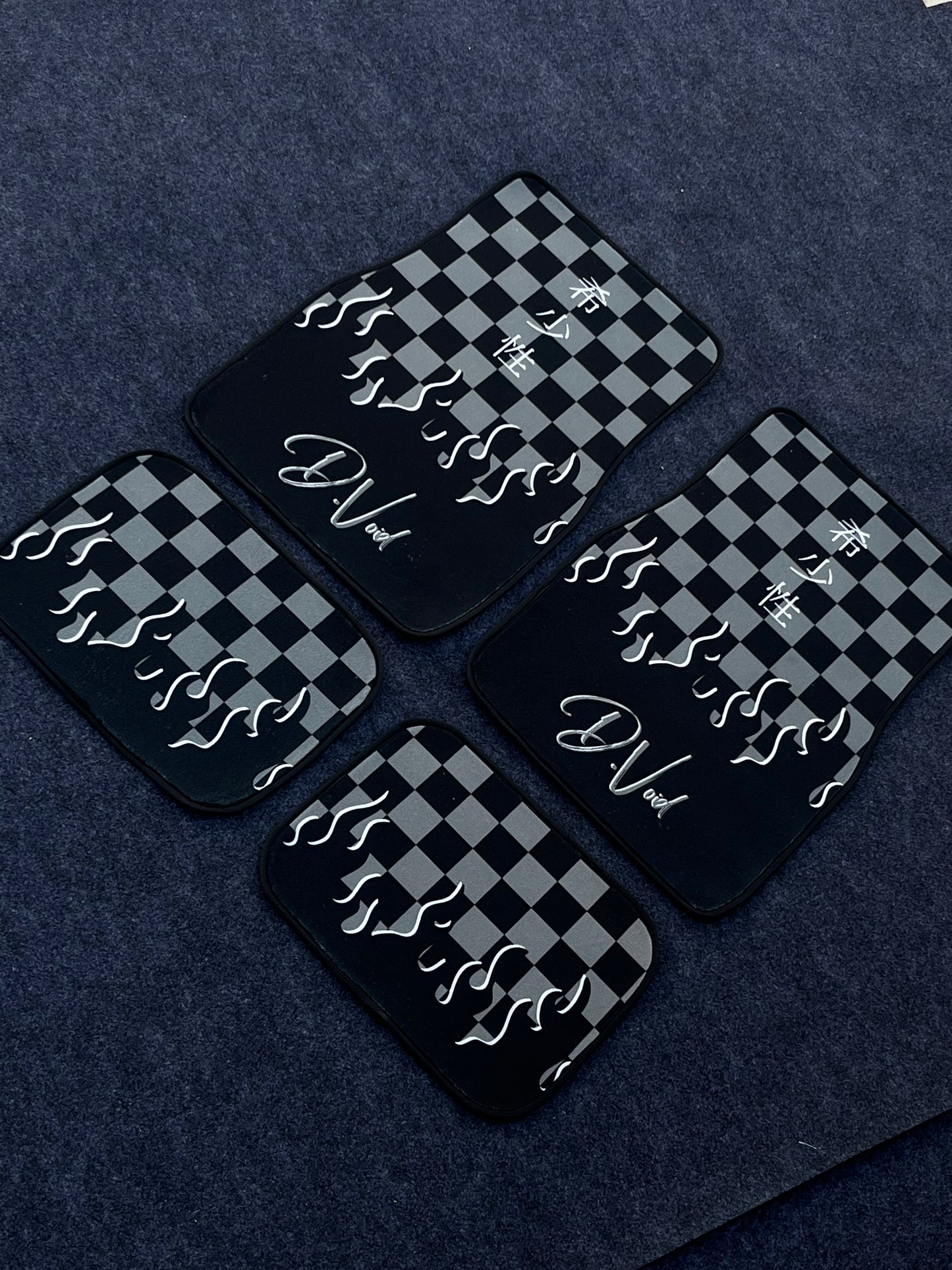 Grey JDM checkered car mats