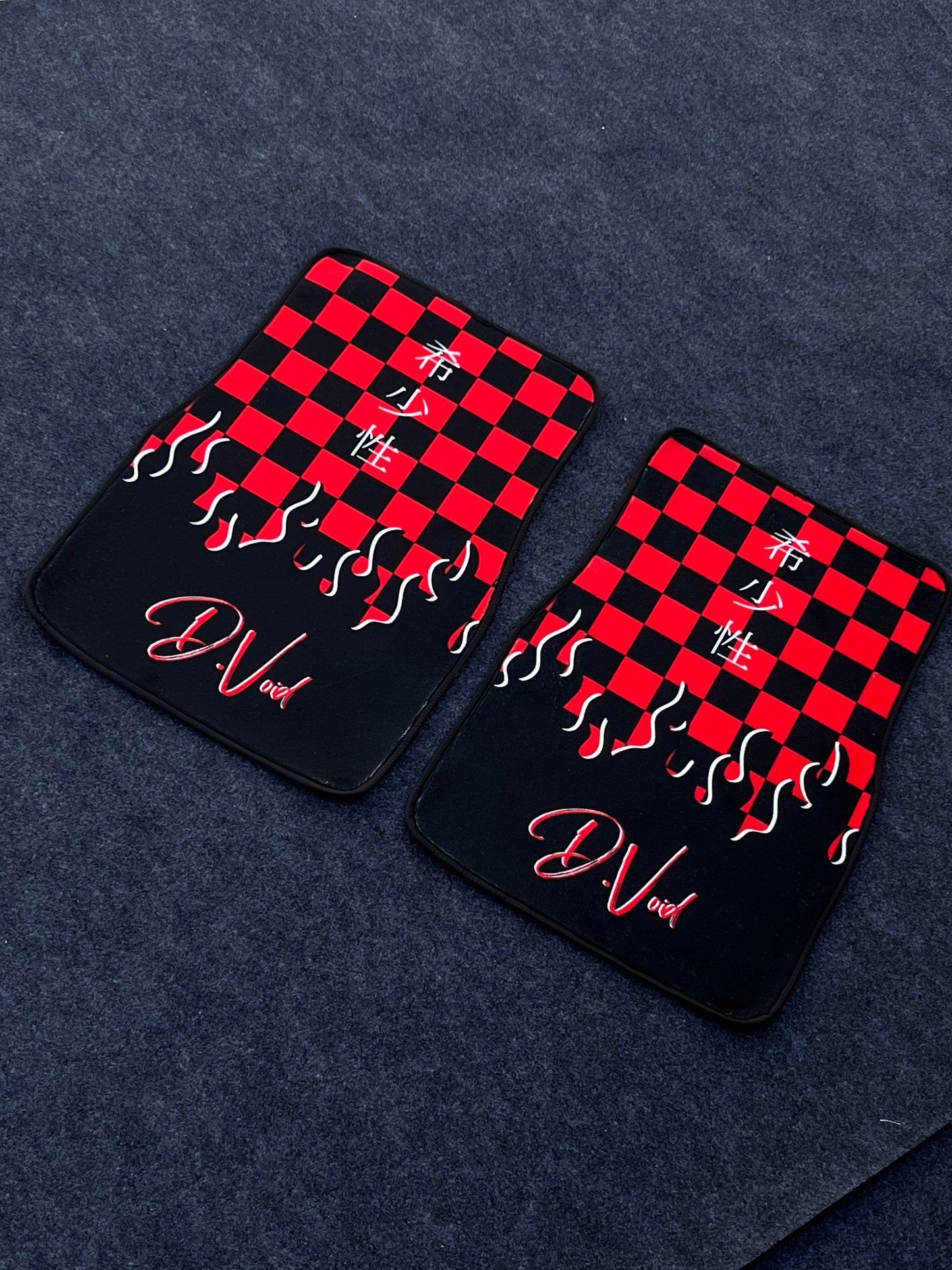 Red JDM checkered car mats